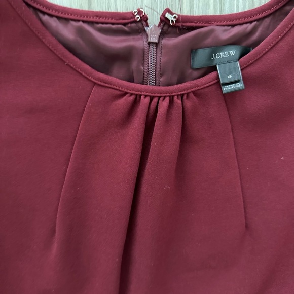 J. Crew Bell Sleeve Scoop Neck Stretch Ponte Above Knee Sheath Dress Burgundy 4 - Picture 4 of 4
